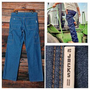 KC Jacks Workwear Utility Jeans Mens 32X32 Tradesman Blue Denim Cotton USA Made